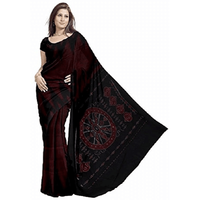 Red And Black Color Ikat Cotton Saree