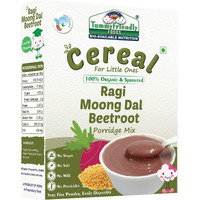 TummyFriendly Foods USDA Certified 100% Organic Sprouted Ragi, Moong Dal, Beetroot Porridge Mix | Organic Baby Food for 6 Months Old | Made of Sprouted Ragi for Baby |Rich in Calcium, Iron, Fibre & Micro-Nutrients | 200g Cereal (200 g, 6+ Months)