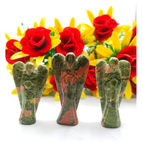 Seven Chakra Carved Yellow Jade Gemstone Peace Angel Pocket Guardian Angel healing Statue 2 Inch