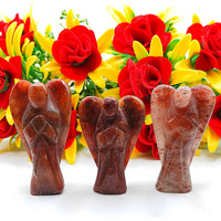 Orange Aventurine Carved Yellow Jade Gemstone Peace Angel Pocket Guardian Angel healing Statue 2 Inch