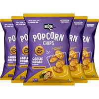 BRB Corn Popped Chips | Garlic Bread Flavour | Not Fried, Not Baked | 30% Less Oil, No Palm Oil, Healthy Snack | 5 x 48g Pack