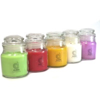 Aura Home Fragrances 3 Oz Glass Jar Candles Pack of 5 (Aroma Scented Fragrances Candle (White, Pack of 1)