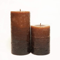 Aura Home Fragrances Tritone Aroma Round Wax Scented Pillar Candle (Richly Lavender) - Set of 2 Candle (Brown, Pack of 1)