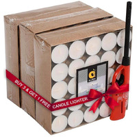 Aura Home Fragrances Tea Light Soy Wax Candles Unscented, Smokeless, Long Burning for Home, Birthday and Diwali Decoration with Free Candle Lighter Pack of 300 Candle (White, Pack of 300)