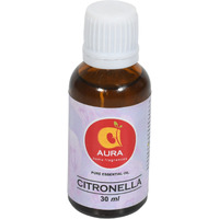 Aura Citronella Essential Oil, 100% Natural, Pure & Undiluted, Best For Hair & Skin, Diffuser & Refreshing Aroma (30 ML) (30 ml)