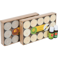 Aura Home Fragrances Tea Light Candle Smokeless Colored Candles for Aromatherapy (Vanilla Pod) With 2 Essential oil (Lemongrass & Peppermint -10 ML) Pack of 30 Candle (Multicolor, Pack of 30)