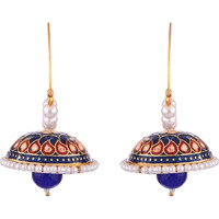 Prizetaa Blue Meenakari With Pearl Drop Hoop Alloy Hoop Earring ()