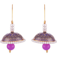 Prizetaa Purple Meenakari With Pearl Drop Hoop Alloy Hoop Earring ()