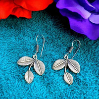 Prizetaa Prizetaa silver oxidised floral leaves hook drop earrings for women Alloy Drops & Danglers ()