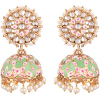 Prizetaa Green Meenakari With Pearl Jhumki Alloy Jhumki Earring ()