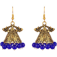 Prizetaa Blue And Golden Jhumki Alloy Jhumki Earring ()