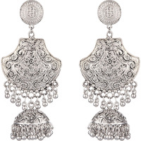Prizetaa Bohemian Silver Round Jhumki Alloy Jhumki Earring ()