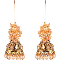 Prizetaa LCD stone with Pearl Traditional Hoop Alloy Hoop Earring ()