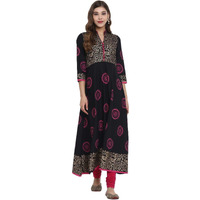 NOZ2TOZ Women Printed Anarkali Kurta (Black)