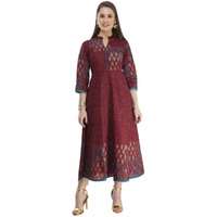NOZ2TOZ Women Printed Anarkali Kurta (Maroon)