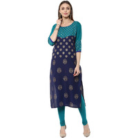 NOZ2TOZ Women Printed Straight Kurta (Multicolor) (Size: M, Color: Multicolor)