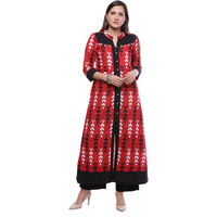 Ayan Red::Black Three Quarter Festive & Party Wear A-Line Kurta for Girls