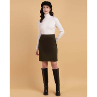 Brown Classic Straight-Cut Skirt