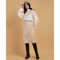 Nude Pencil skirt with Back slit