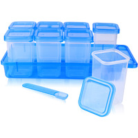 Malsala Container 100% Food Grade Plastic Set with Organizer Tray & Spoons (Blue)