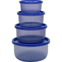 Microvent 4-Piece Food Container Set | 100% Food Grade, Steam Vented (Blue)