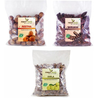 The Forest Herbs Natural Care From Nature Organic Whole Dried Amla, Reetha, Shikakai Raw Form for Hair Care Combo Each 200Gms