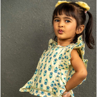 Veraa Cotton frill sleeves palazzo set-White