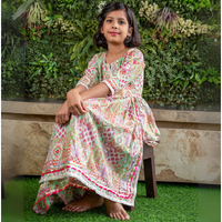 Veraa Cotton printed Sharara Set with Gotta Patti Lace design-White