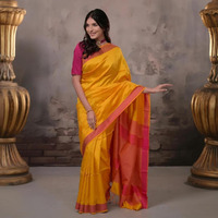Narmaa - Orange Shot Pink (Sunrise Yellow) With Rani Pink Resham Lehar Border