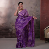 Dhanak - Purple Beige Leheriya Saree In Tussar Silk