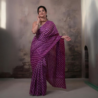 Dhanak - Magenta Leheriya Saree In Tussar Silk