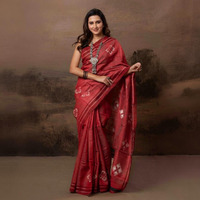 Pure Tussar Silk Saree - Dark Red