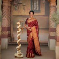 Eevara Reddish Maroon Kancheevaram Heirloom Silk Saree