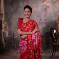 Pink Handcrafted Bandhani Gajji Silk Saree