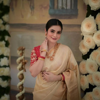 Bhadra - Beige Plain Handwoven And Handspun Silk Saree With Gold Zari Border