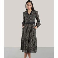 PRINTED SIYAH DRESS XS