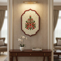 Exquisite Floral Wall Decor with Mirror Accents, Handmade Wooden Plaque