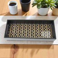 Black & Gold Floral Tray  Handmade Wooden Decor