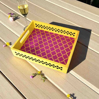 Handmade Mirror Work Tray  Vibrant Resin Art Home Decor Gift