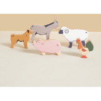 Once Upon A Farm - 5 Animals. Set 1 Wooden Farm Animals 2 Year +