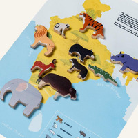 Once Upon A Jungle - 10 Animals, Play Mat & Storybook Wooden Jungle Animals, Canvas Mat & Story Book 2 Year +