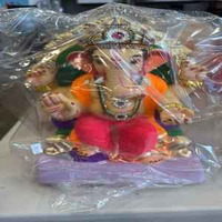 Traditional Ganesh Idol with Embellished Crown 12 Inch