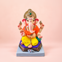 Hand-Painted Clay Ganesh Idol with Traditional Tilak Design | 12 Inch