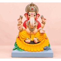 Eco Friendly Clay Ganesh Idol with Sunflower Base | 12 Inch