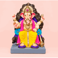 Hand-Sculpted Ganesh Idol with Lalbaugcha Raja Style Design ??? 12 Inch