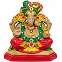 Traditional Eco Friendly Clay Ganesha Idol Green & Gold