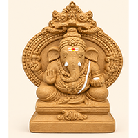 Traditional Ganesh Idol with Decorative Arch Design 8 Inch