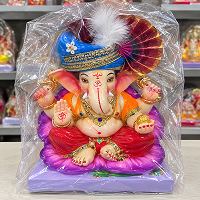 Traditional Ganesh Idol with Traditional Pagri 12 Inch