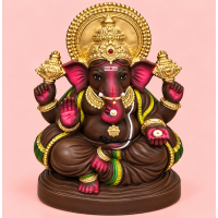 Traditional Ganesh Idol with Majestic Crown Design 12 Inch