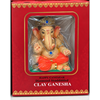Eco Friendly Ganesh Idol with Classic Mukut Design 6 Inch